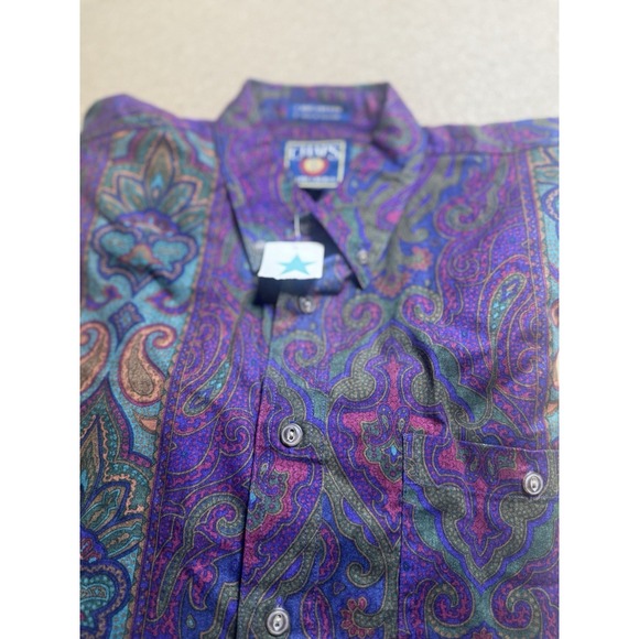 RARE VINTAGE POLO RALPH LAUREN CHAPS AOP BUTTON DOWN SHIRT purple M NWT - Picture 4 of 8
